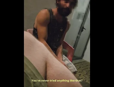Random Straight Hairy Portuguese Guy with Big Dick Conviced to Get His First Gay Blowjob