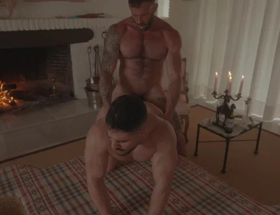 Two Dudes Make Love by the Fireplace