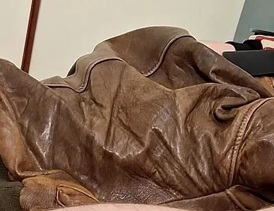 Chav Boy in Leather Bomber Jacket and Scally Gear Get Fucked Leather Bear