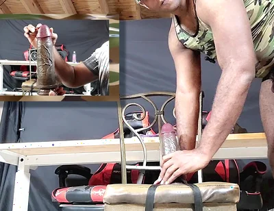 Military Slut Destroying Bussy with Giant Dongs