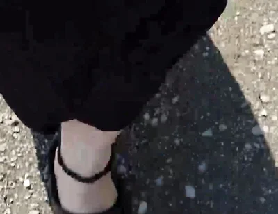 Outdoor in a Black Caftan and Barefoot in Black Birkenstocks
