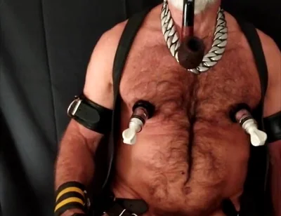 Stepdad Playing with Strap-on While Smoking His Pipe