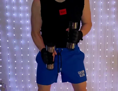 Fitness Workout in Blue Ck Shorts