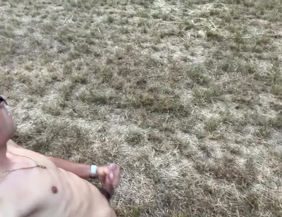 German Boy Jerks off Naked Outside and Cums