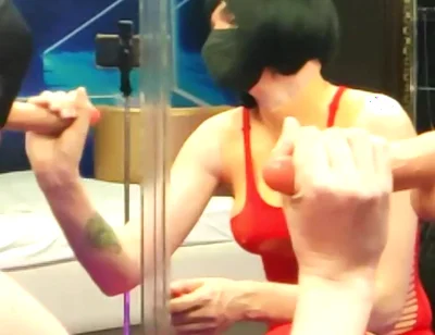 Jerking off to the Sight of Myself in the Mirror. Red Bodysuit, Hard Cock, Zero Shame