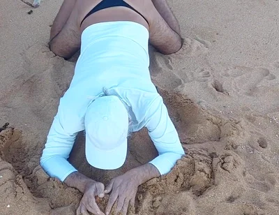 Ladysilva on the Beach in Panties Showing off Her Sexy Ass