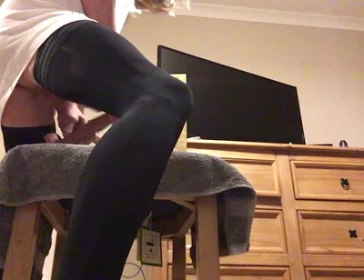 Prostate Play - Crossdresser Frotting with Vibrator - Cum as Lube - Fleshlight
