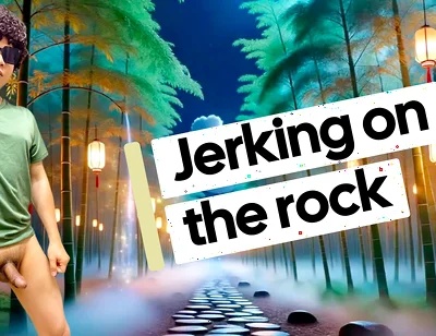Lying in Rock Naked and Jerking off