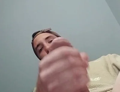 Young Guy Jerks off His Big Cock and Cums