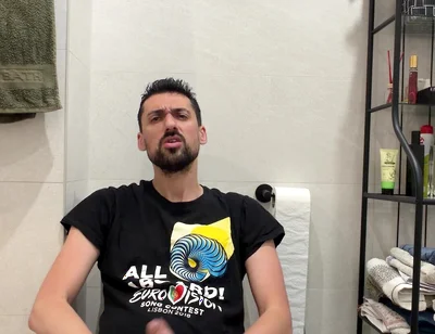 Hot Stepdaddy Jerking off Like Crazy in Public Bathroom