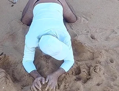 Ladysilva on the Beach in Panties Showing off Her Sexy Ass