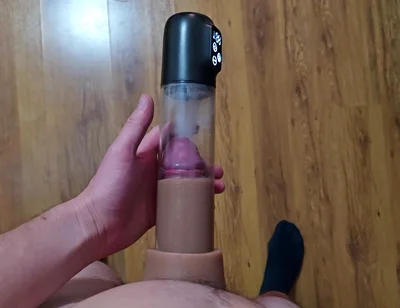 Just a Moment After an Intense Orgasm a Penis Vacuum Pump Full of Sperm