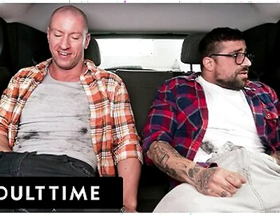Buddies Alex & Cam Crawford Fix Car Then Jerk Off In The Backseat Before Road Trip