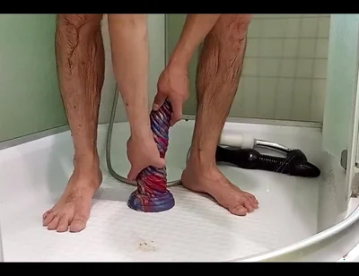 I Jump on a Big Dildo and Squirt From My Dick