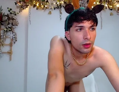 Bucaramanga Colombia Christmas Reindeer Takes Out His Huge Cock and Masturbates Until He Gets All the Cum Cum