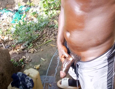 Massive and Hard 5 Minutes BBC Cumshot Behind Neighbors Outdoor Bathroom
