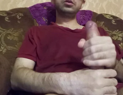 Horny Straight Man Jerking Big Cock. Solo Male Masturbation