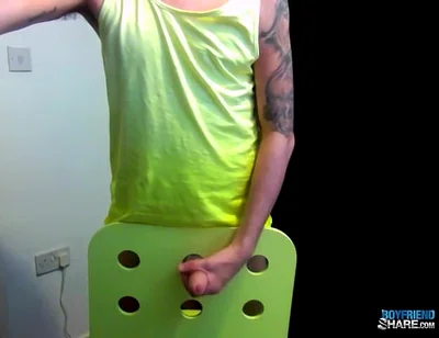 Inked Twink Boy Adam Wanks One Out