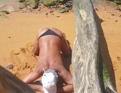 Ladysilva on the Beach in Panties Showing off Her Big Sexy Ass