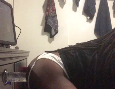 Black Male Booty Slides Thong to the Side Solo Anal Dildo Session