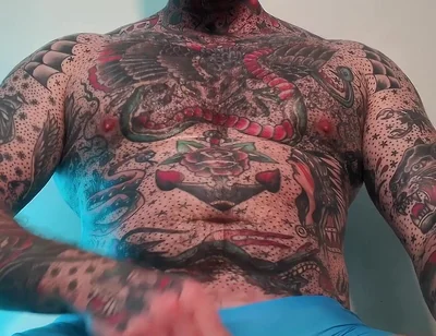 Tattooed Dom Worship Cumshot POV