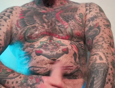 Tattooed Dom Worship Cumshot POV