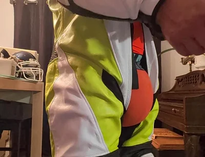 In Leather Motogp Suit After Gym