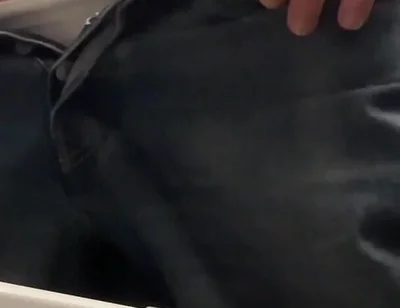 Amateur Straight Boy in Jeans Shorts with Big Hanging Balls Caught Pissing Hands Free