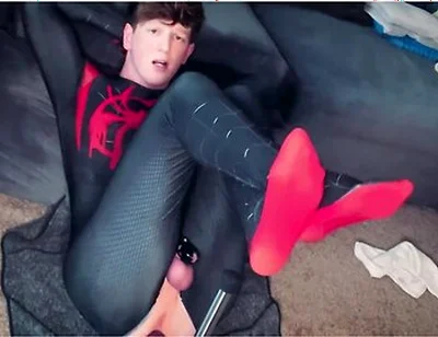 Super Hero Spiderman Cosplay Twink Getting Fucked By Machine
