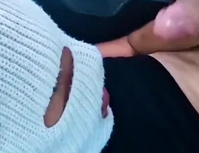 Self-sucking and Fucking a Tight Ass in a Taxi Driver's Car in Public
