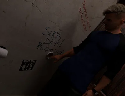 Hunk Empire 1 - Interesting Glory Hole in the Male Bathroom