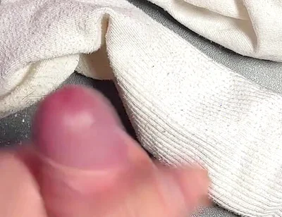 Exclusive: Guy Shows off His Legs and Cums on His Socks.