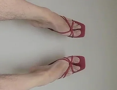 Jerking Big Cock off in Red Heels