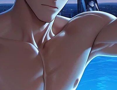 Shredded Gym Guy Nude Erect Dick Mirror Selfie in Infinity Pool