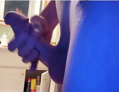 Skinny Boy With A Stomach Full Of Food Strokes His Cock Till He