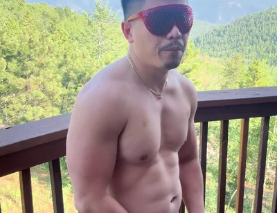 Mountain Top Tease: Muscular Asian Hunk's Solo Show