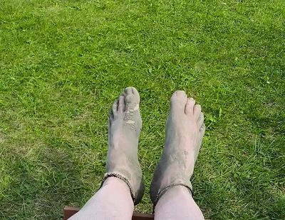 Barefoot Waiting for the Tide on the Beach