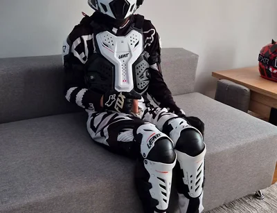 Motorcyclist in Gear Cum Hot on Himself
