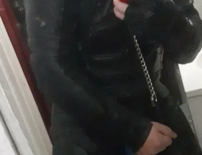 Leather Biker Jerking off in Leather Suit