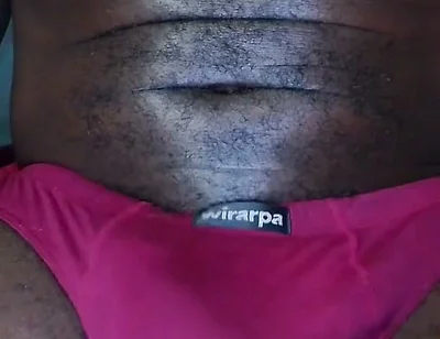 Bulging Out of My Burgundy Underwear as I Am Working on Computer