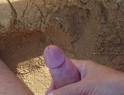 Ladysilva Masturbating His Cock on a Deserted Beach Until He Cums Hot