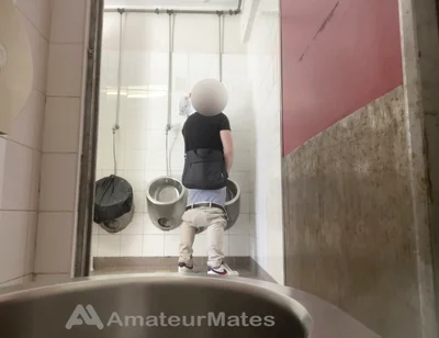 Amateur Straight Boy Trying to Get Caught at Public Urinal