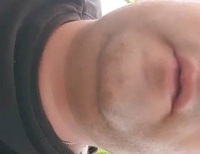 Smoking Outdoor and Showing Balls and Soft Uncut Cock