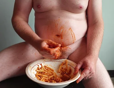 I Jerk off with My Dinner and Piss in It and I End up Cumming on a Cookie to Eat It All