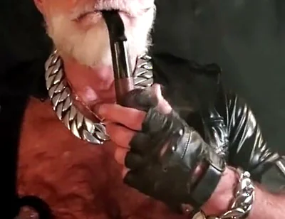 Stepdaddy Smokes His Big Pipe While Playing Nips