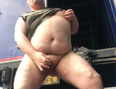 Fat Truck Driver Outdoor Wank