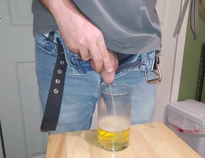 Mixing Cum and Piss in My Office