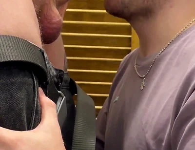 Sneaking Into a Toilet for Crusing Blowjob in a Busy Restaurant