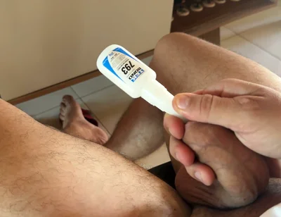 Stepdad's Desperation When Using Super Glue on the Glans!