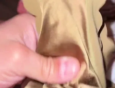Cum in Silky Satin Green Panties